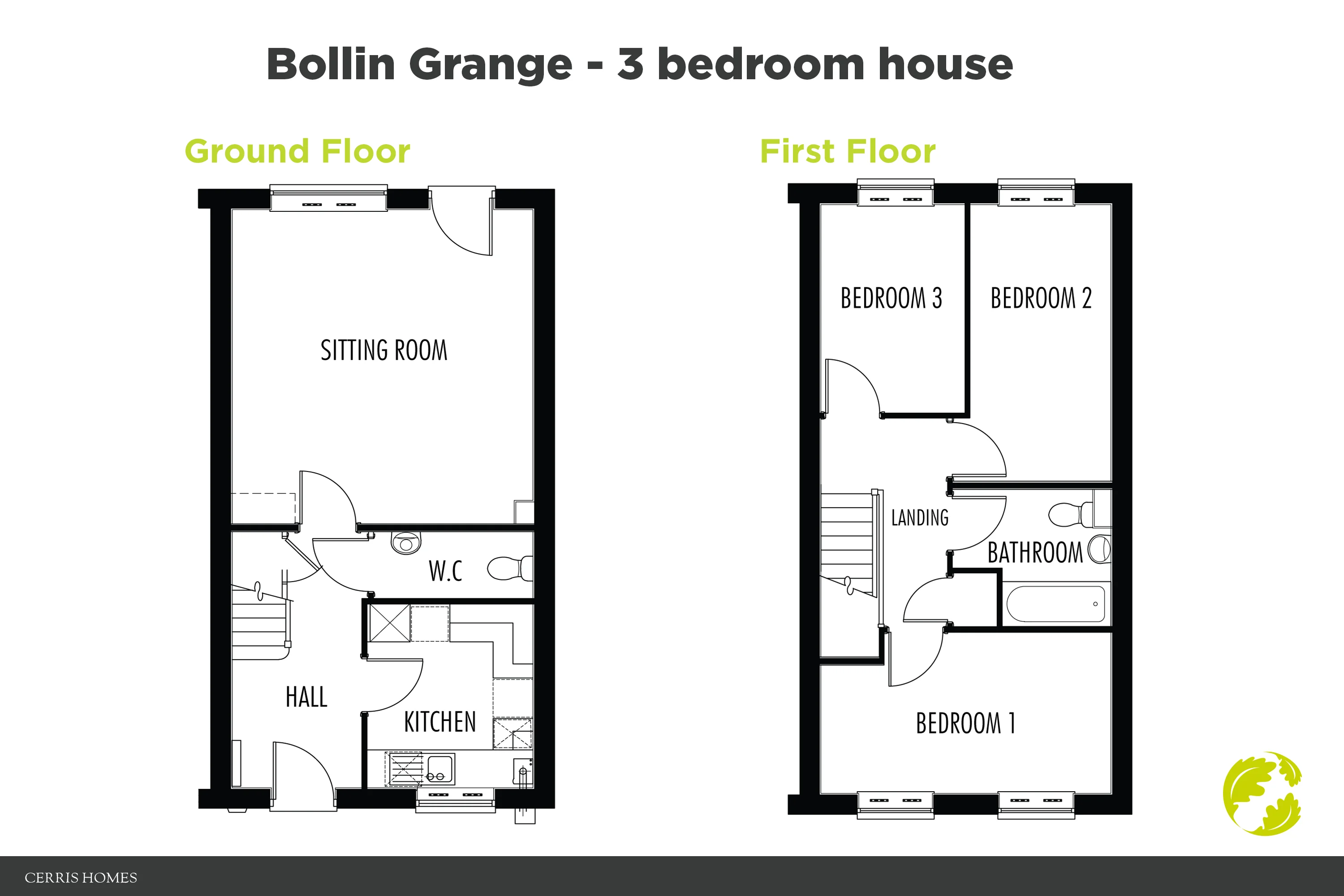 Floor Plan for 3-bed home at Bollin Grange