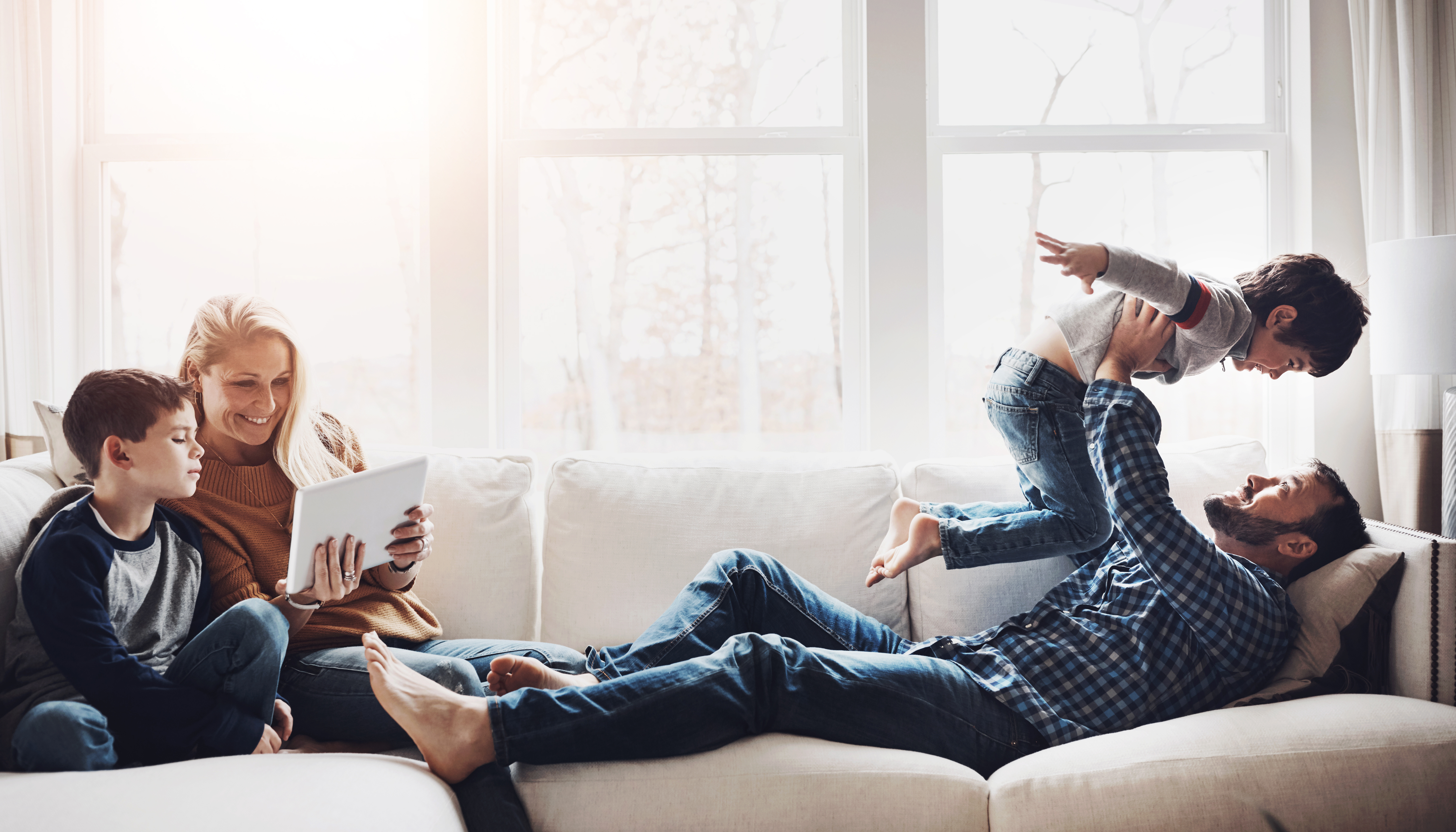 Family on the sofa - Cerris Homes